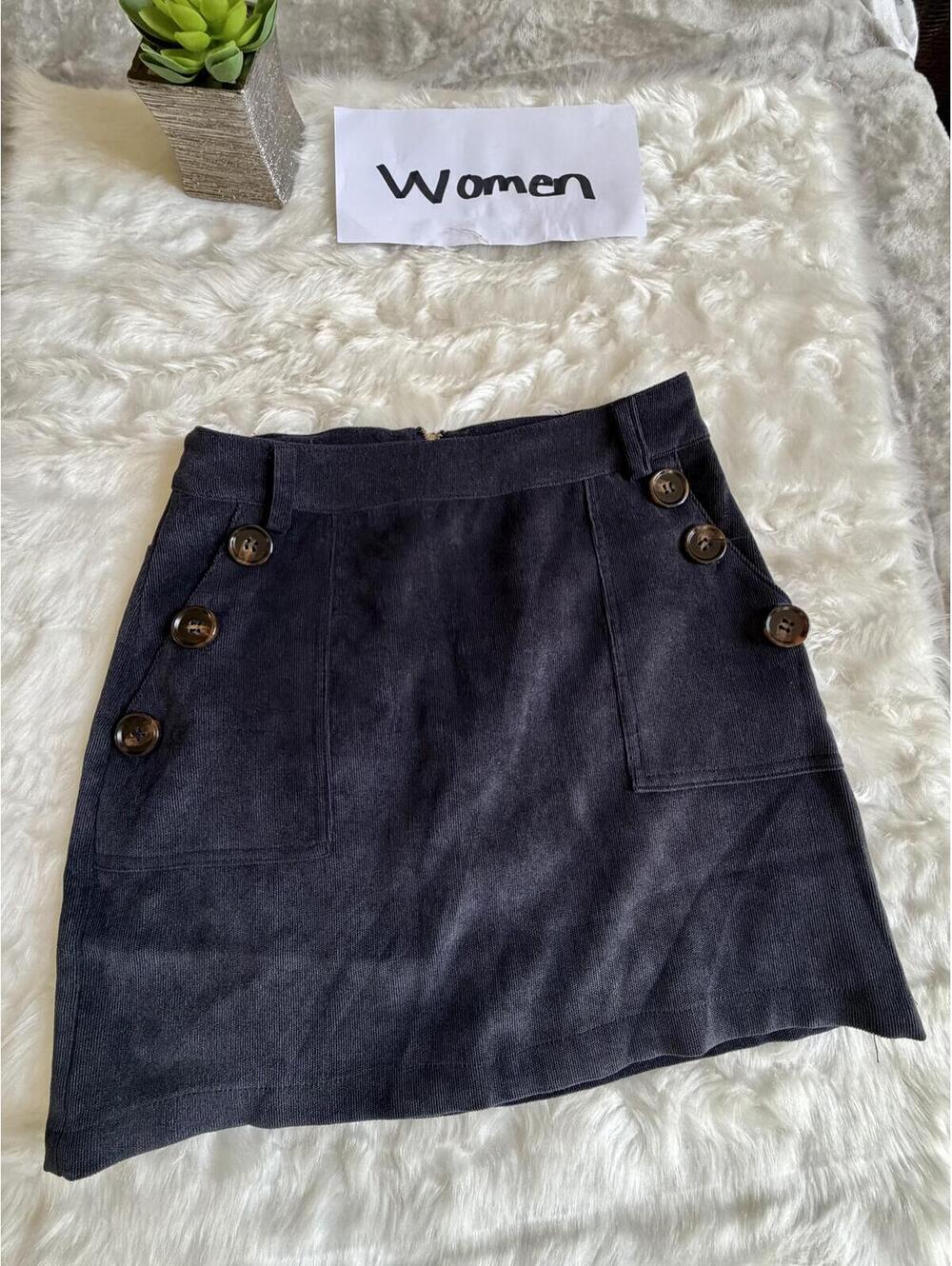 SHEIN Women’s Navy Blue Button Detail Mini Skirt XS
